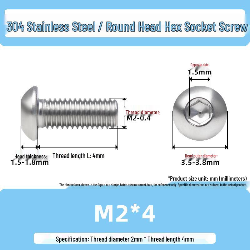 304 Stainless Steel Mushroom Head Hexagon Screw M2-M6