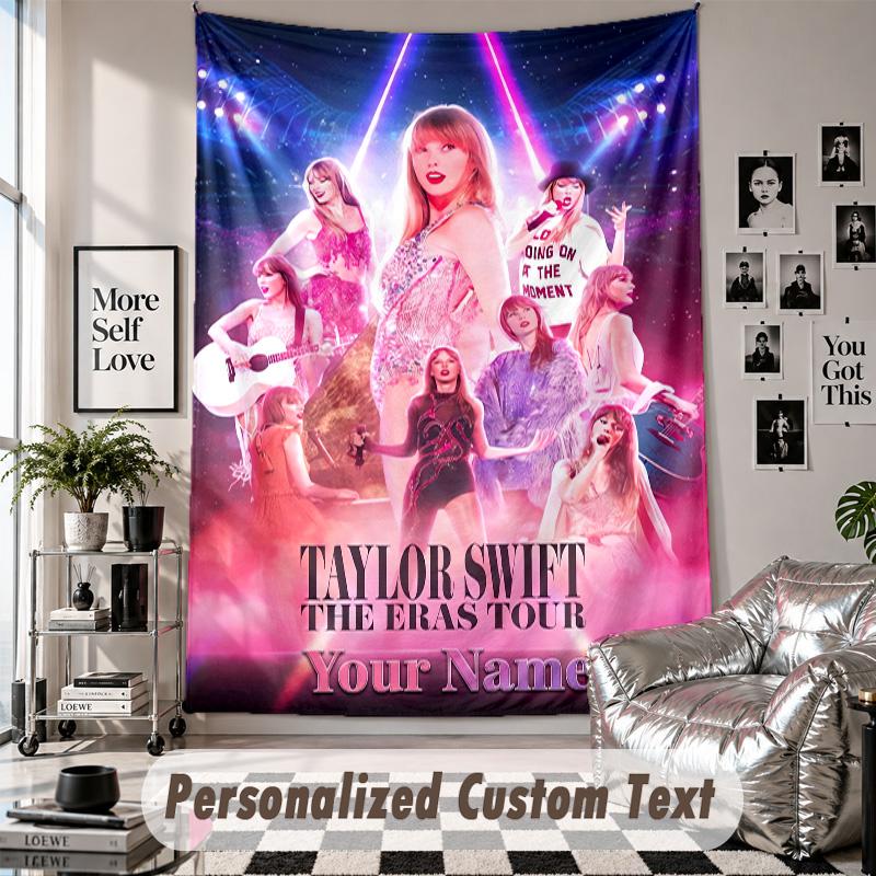 Wall Hanging Tapestry With Custom Name & Text, Taylor Swift Decorative Tapestry For Bedroom