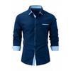 Men Top Spring Autumn Casual Business Shirt White Black Blue Loose Classic Shirts Lapel Neck Long Sleeve Shirts