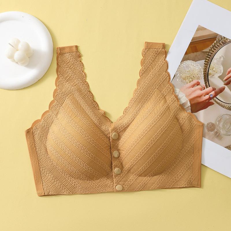 

Новый бюстгальтер с пузырчатым кружевом для женщин среднего и пожилого возраста без стального кольца спереди, удобные повседневные большие размеры нижнего белья для женщин 3XL size [recommended 170-95kg] оранжевый