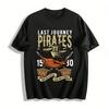 Vintage Pirate Ship Print T-Shirt Work Like Captain Play Like Pirate Pure Cotton T-shirt