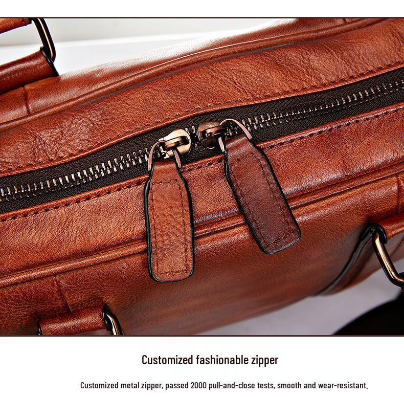 Genuine Leather Men's 15-Inch Crossbody Briefcase and Laptop Bag