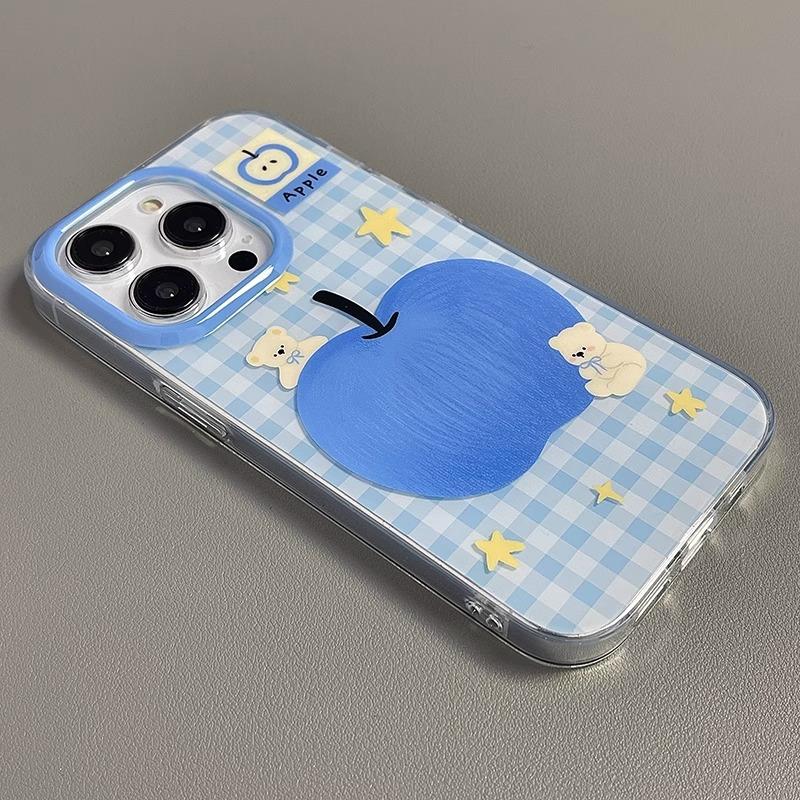 Blue Apple Bear Applicable Apple 16pro Mobile Phone Case New IPhone15promax Cartoon 13 Personality 17