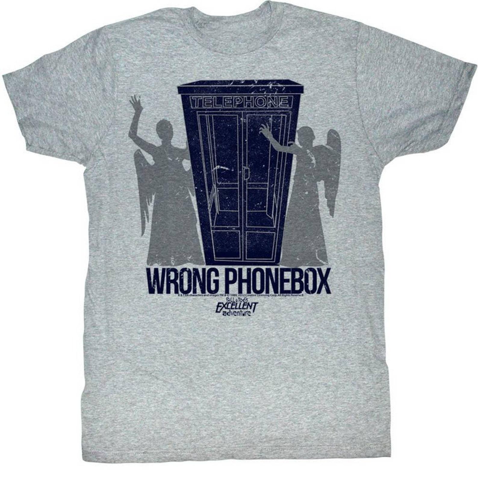 Bill and Ted Wrong Phone Box Gray Adult T-Shirt 4XL