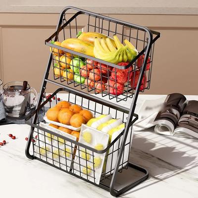 Abnehmbares doppelschichtiges Küchen-Organizer-Regal, Gewürz-, Obst- und Gemüseaufbewahrung, Eisenkorb, Badezimmer-Kosmetikaufbewahrungsregal