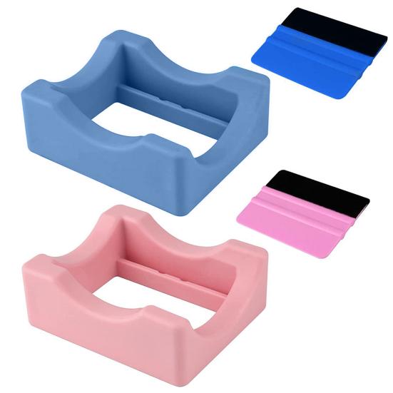 Silicone Cup Holder Tray with Built-in Slot for Crafts Small Flexible Stand for Vinyl Decals Mug Decorating Accessory
