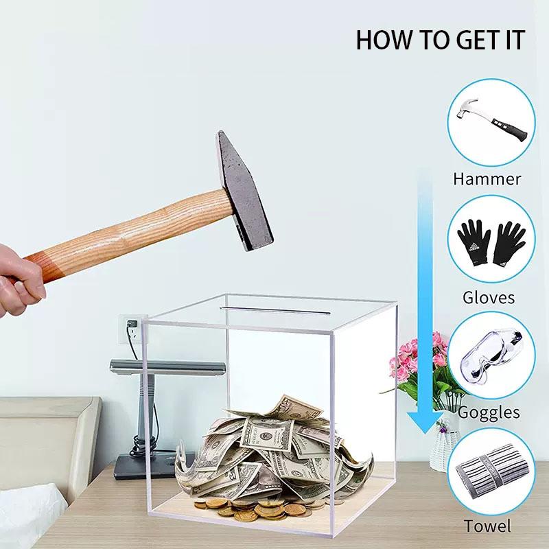 Transparentes Sparschwein aus Acryl, Geldspardose mit großer Kapazität, Münz- und Geldscheinbox