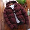 Men Casual Fashion Solid Color Large Size Hooded Thickened Warm Cotton Padded Jacket
