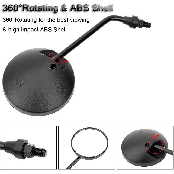 Road Passion 10mm Universal Motorcycle Rearview Mirror Replacement for Honda Suzuki Yamaha Kawasaki Harley most brands of motorcycles with a