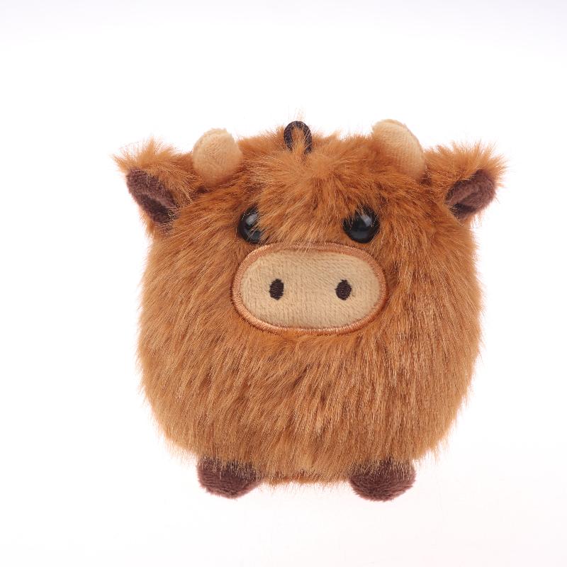 Simulated Scottish Highland Cow Plush Toy Keychain Cute Stuffed Animal Ornaments Kawaii Soft Plush Doll Pendant Bag Charm Gifts