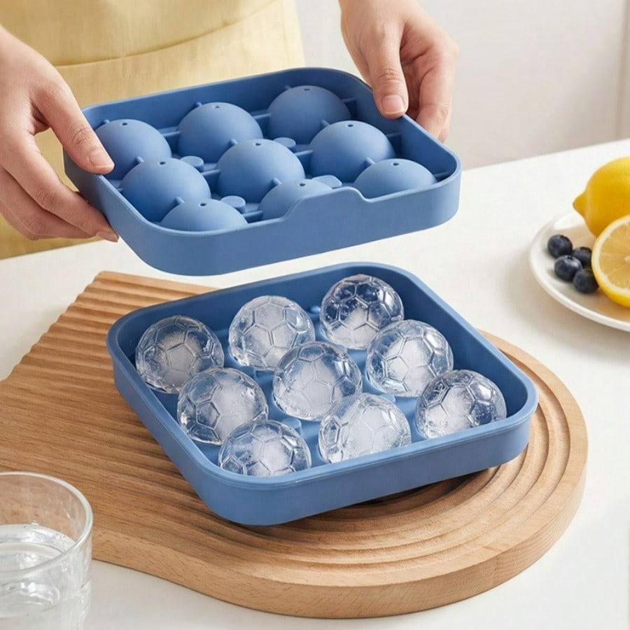 Silicone Football Shape Ice Grid Mold Ice Hockey Silicone Ice Grid Round Table Ice Hockey Mould Ice Cube Mould