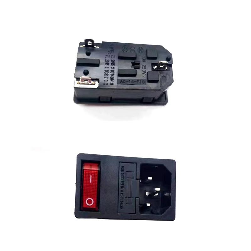 10A 250V Red LED KCD3 Rocker Switch 3 Pins lEC320 C14 Panel Mounted AC Inlet Module Power Socket Connector Plug