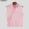 INCERUN Men Stand Neck Sleeveless Solid Casual Loose Tank Tops