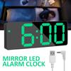 Spiegelwecker, LED-Digitaluhr, Nachtlicht, Tischuhr, USB-Aufladung