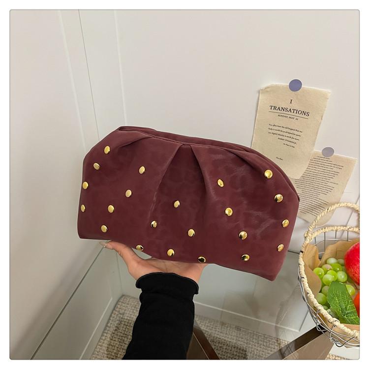 Trendy Women Hobo Bags Wrinkled Clutches Crossbody Dumpling Bag Studded Unique Comfortable Texture Handheld Bag for Ladies