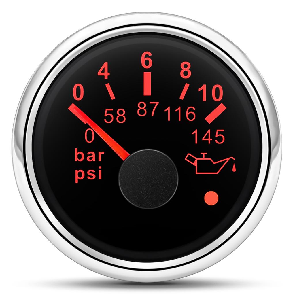 52mm Car Engine Automotive Pressure Gauge Red Backlight Detector Kit Tester Oil Warning Devices Car Pressure Gauge 0-5-10bar