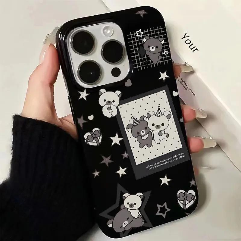 

Rilakkuma Dark Style Phone Case for iPhone 11-17Pro, XS, XR, Soft Niche Design. 11 Pro