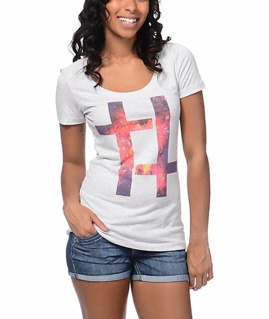 Womens Empyre Galaxy Cross Scoop Neck White Shirt New M S