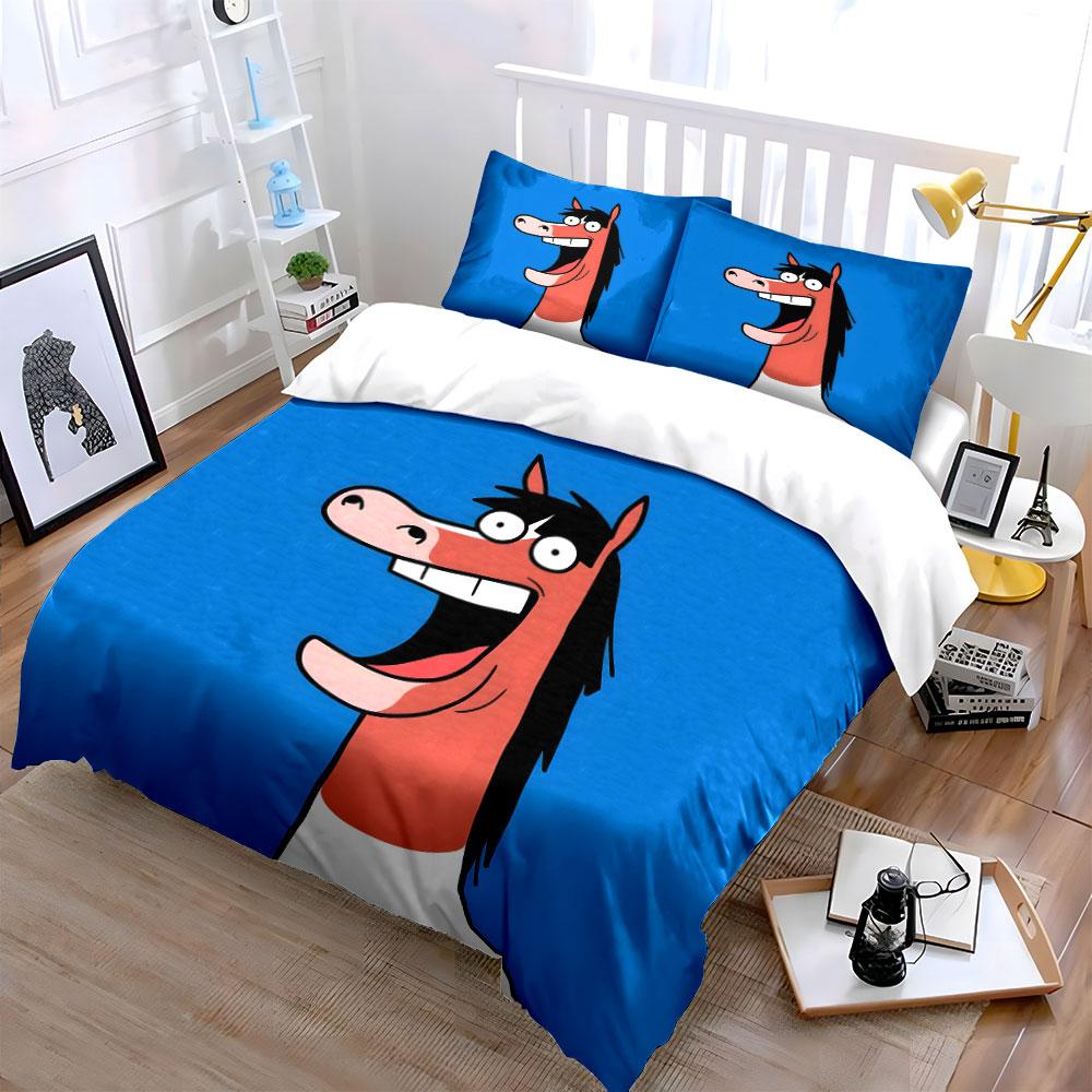 Smiling cartoon horse illustration. Bedding sets Duvet cover sets Duvet covers Pillowcases(1 * Duvet Cover 2 * Pillowcases without duvet insert)