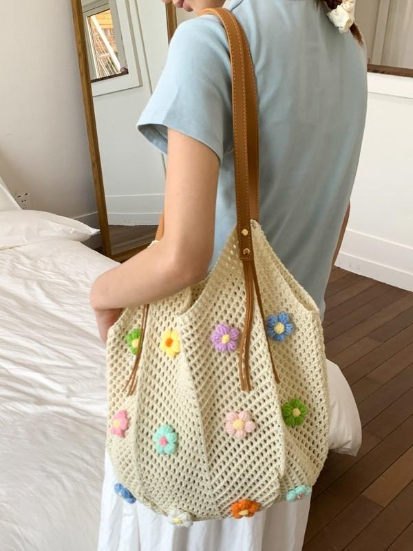 Cotton Beach Vacation Tote Bag With Open Top And Large Capacity For Casual Travel
