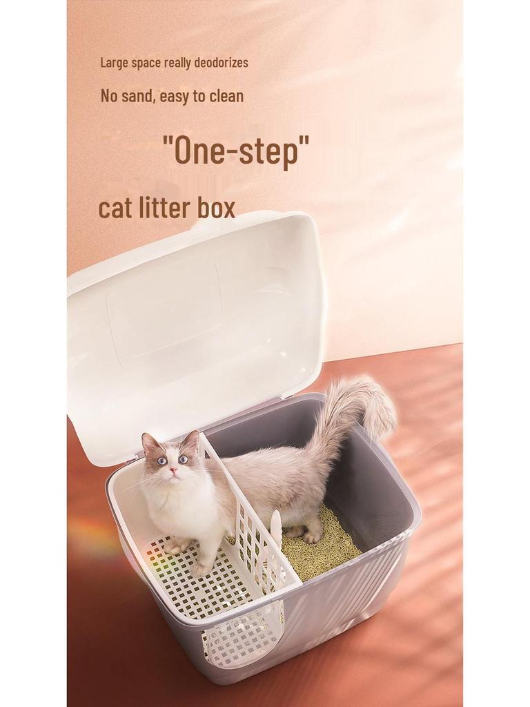 Vollständig geschlossene Katzentoilette im Korridor-Stil: Großer, langer Kanal, sandabweisend, geruchsdicht für Kätzchen und große Katzen