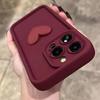 Wine Red 3D Heart Phone Case for iPhone 17 Pro Max Air 16E 11 12 13 Mini 14 15 16 Pro Max XS XR 7 8 Plus SE2 Soft Silicone Cover