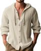 Men's Hooded T-shirt Solid Color Cotton And Linen Men's Casual Long Sleeve Top