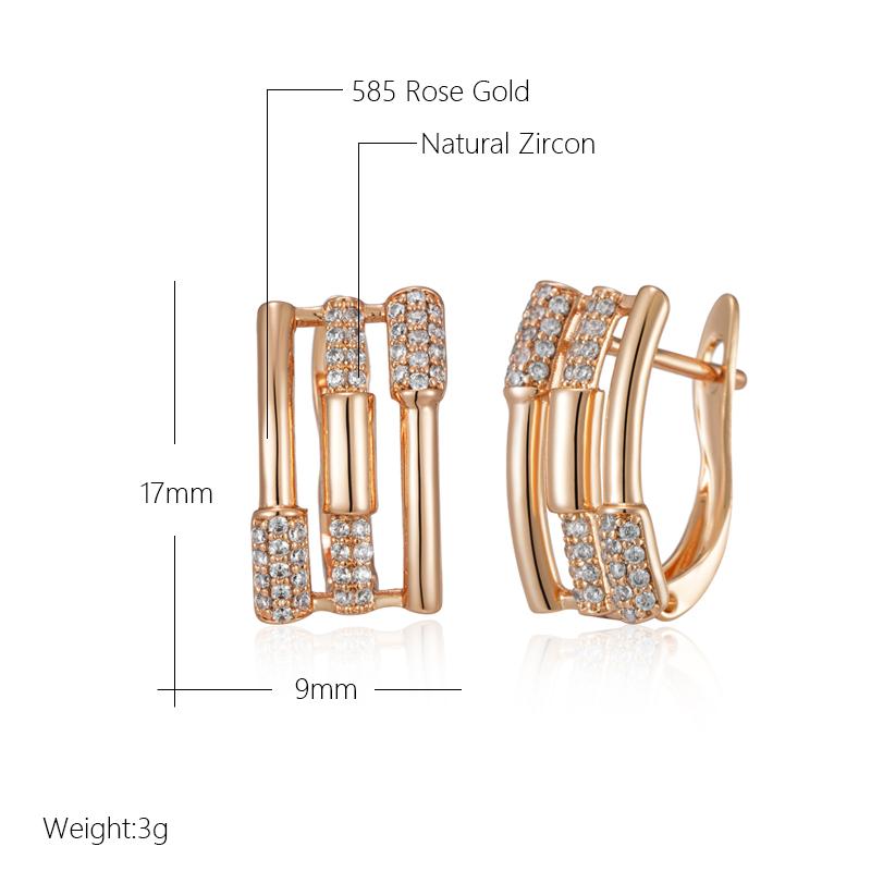 Wbmqda 585 Rose Gold Color Geometric Zircon Drop Earrings For Women Simple  Creative Design High Quality Daily Jewelry