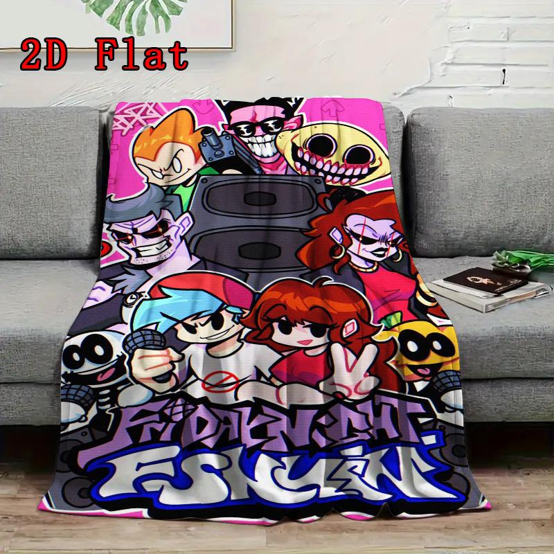 Friday Night Funkin 2D Flat Pattern Flannel Blanket High Quality All Seasons Warmth and Comfort Perfect for Christmas Gifts.