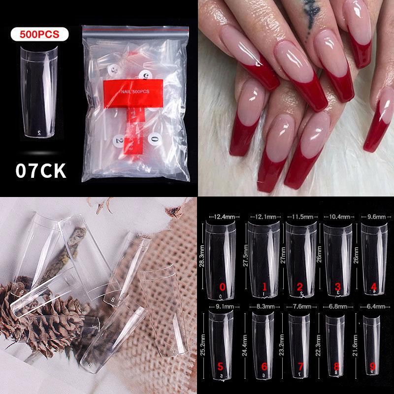 500Pcs/Bagged False Nail Tips Acrylic Practice Nail Capsules Artificial Nails Soft Gel Full Cover Coffin Nail Tips Manicure Tool