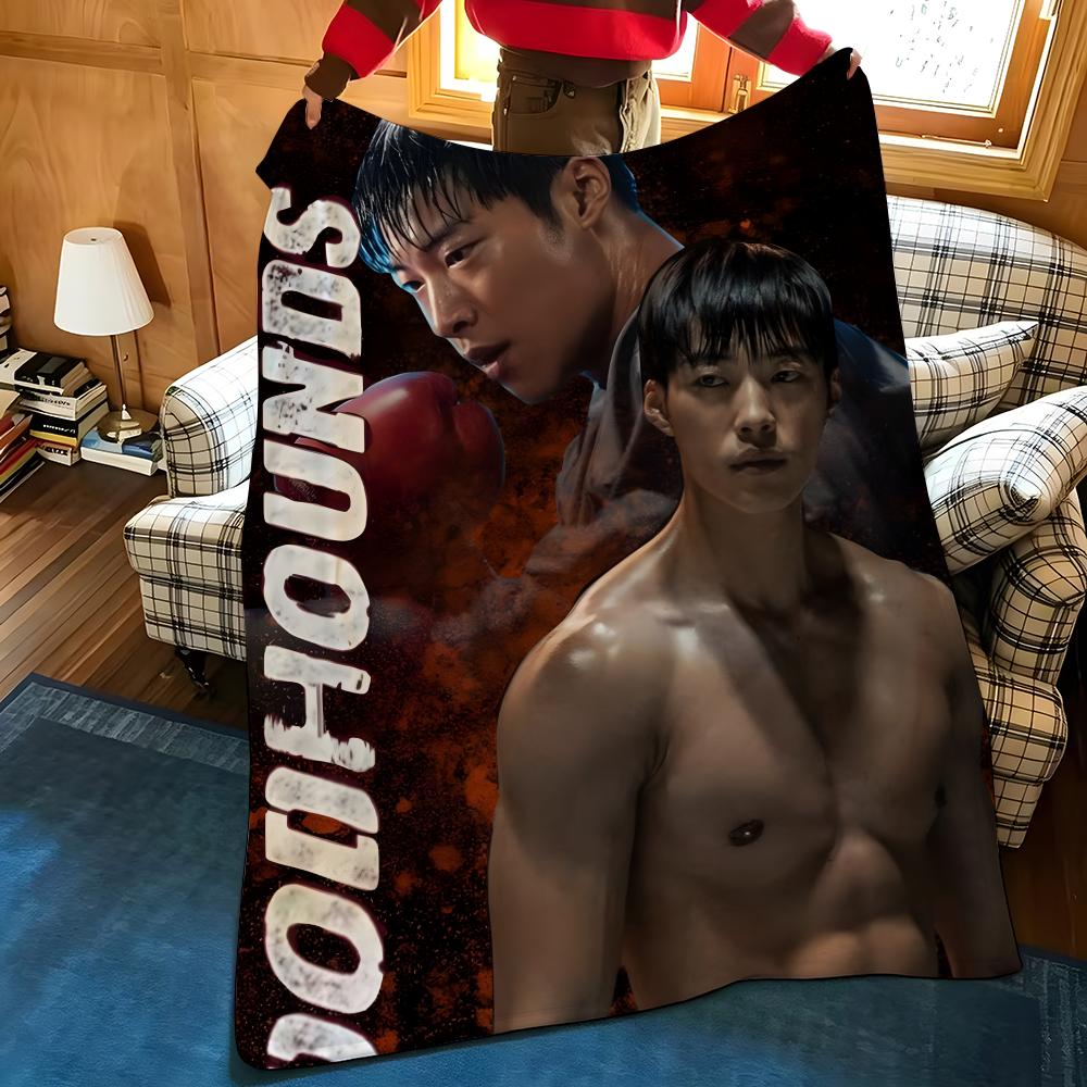 Celebrity W-Woo D-Dohwan Throw Flannel Blanket Suitable for Sofas Beds Offices Travel, Camping Chairs