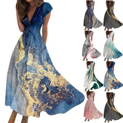 Women's Long Dress Maxi Dress Casual Dress Chiffon Dresses Swing Dress Casual Mature Outdoor Daily Date Ruffled Short Sleeve V-neck Dress