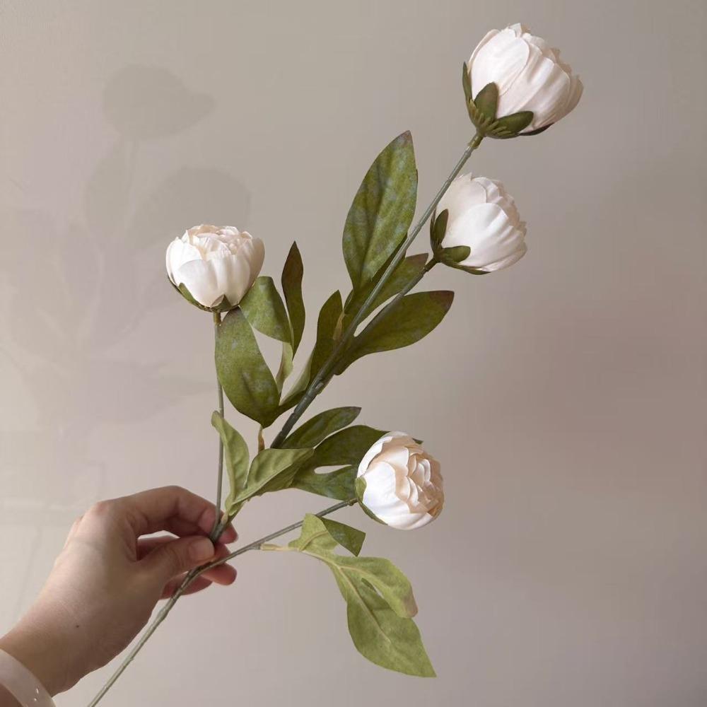 1Pc Long Stem Artificial Peony Bouquet 4 Heads Faux Peony Branch Party Wedding Bride Decoration