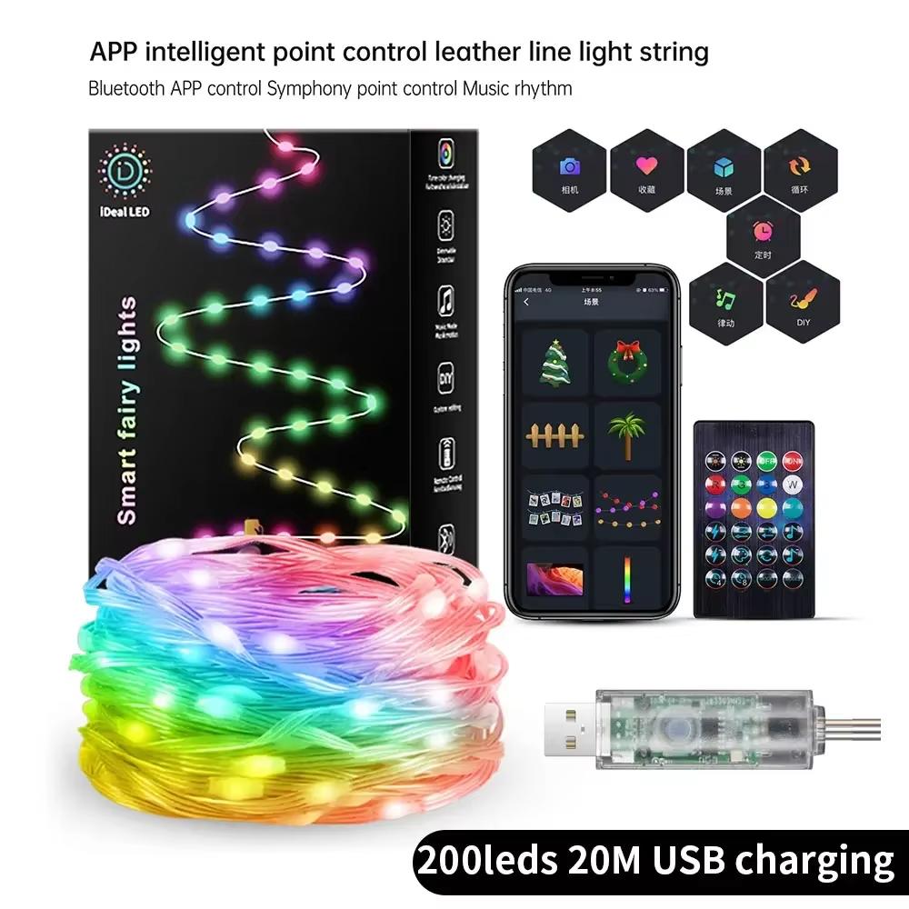 Smart Fairy String Lights DIY Twinkle Lights USB DIY Multicolor App/Remote Control for Bedroom Indoor Party Christmas Tree Decor