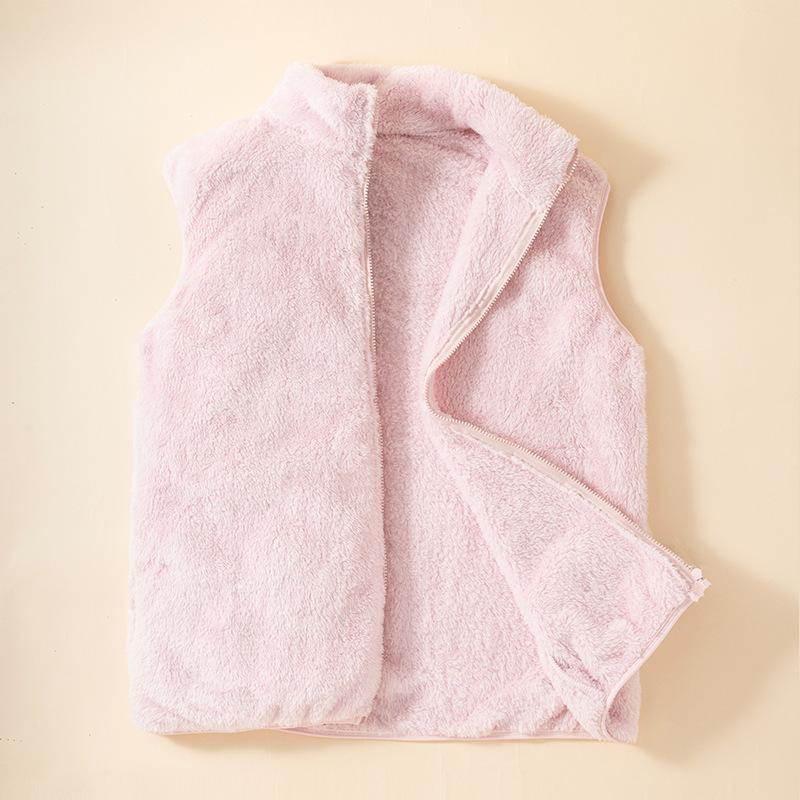 Women's Long Velvet Fce Vest Warm Faionable Svel Coral Velvet Jaet Zipper Closure Regular Length Pure Color