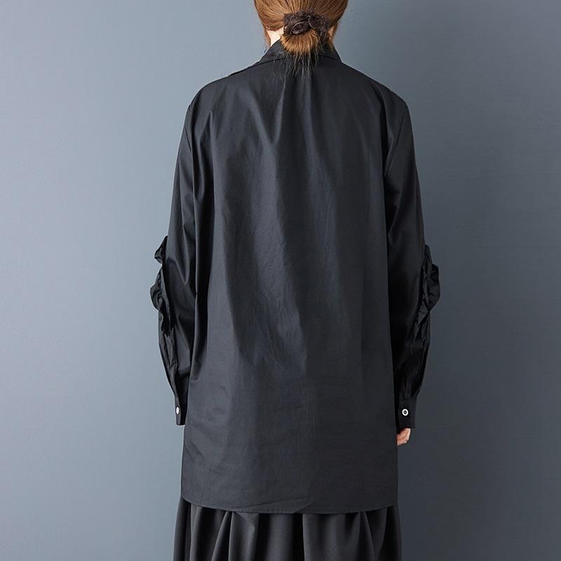 Long Sleeve Oversized Vintage Black Shirts & Blouses for Blouse Casual Loose Spring Autumn Tops Women Button Up Shirt