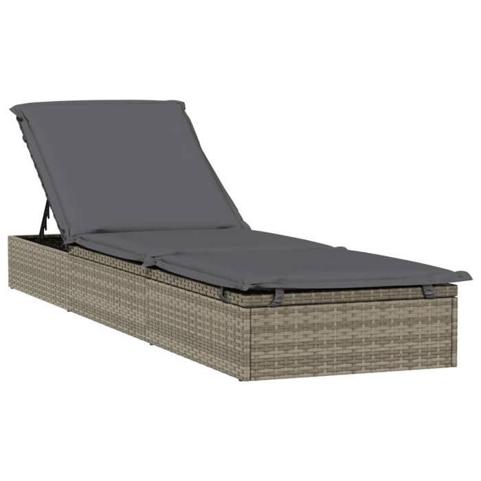 VidaXL Chaise longue avec coussin gris 201x55x62 cm résine tressée, chaise longue, chaise longue d'extérieur, lit de salon, 319631