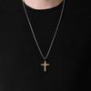 European-American Lava Cross Necklace: Non-Fading, Trendy Two-Tone Titanium Steel Cross Pendant for Men.
