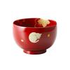 Hogdseirrs Masano Sakura Soup Bowl Ancient Red "Echizen Lacquerware" Cat-inside