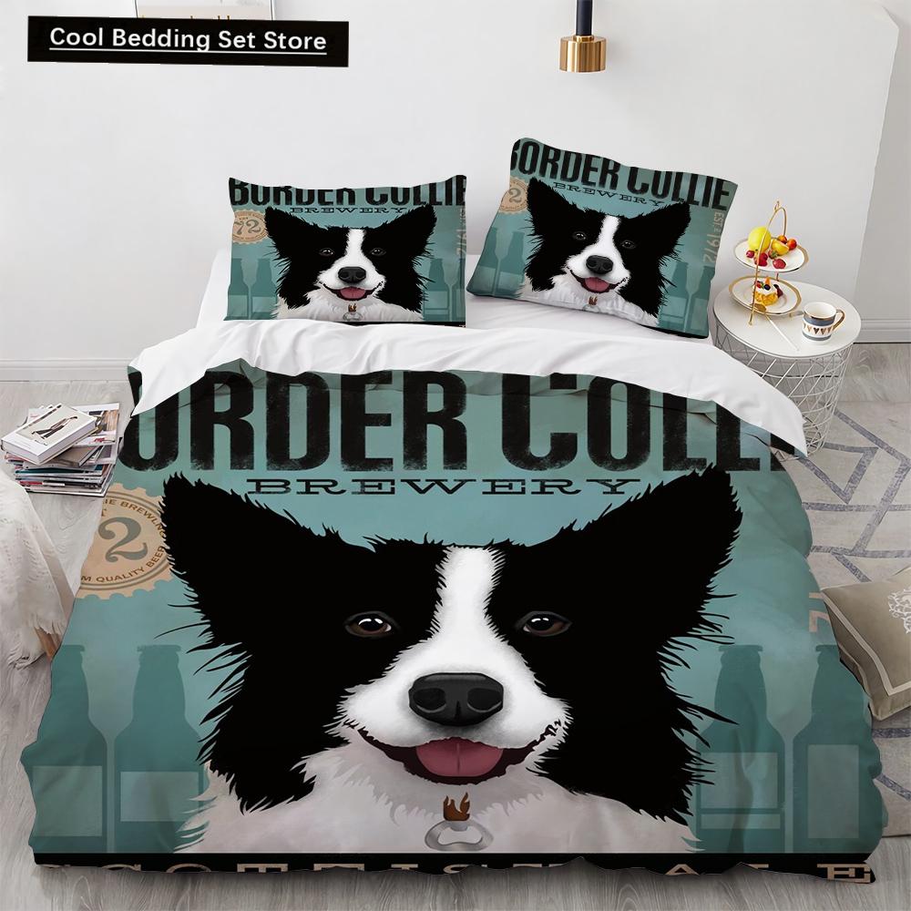 Cartoon Dog King Queen Duvet Cover Lovely Illustrated Pet Puppy bedding set  Animal Quilt Cover 2/3pcs Polyester Comforter Cover