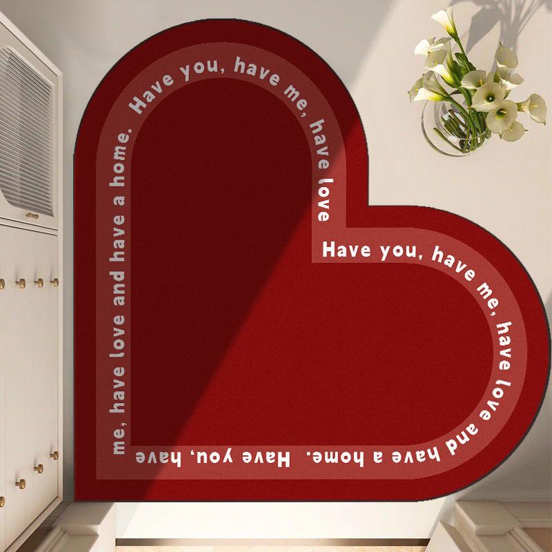 Heart-shaped Kitchen Bathroom Floor Mat Toilet Strong Absorbent Non-slip Foot Mat Diatom Mud Dirty Can Be Wiped Clean