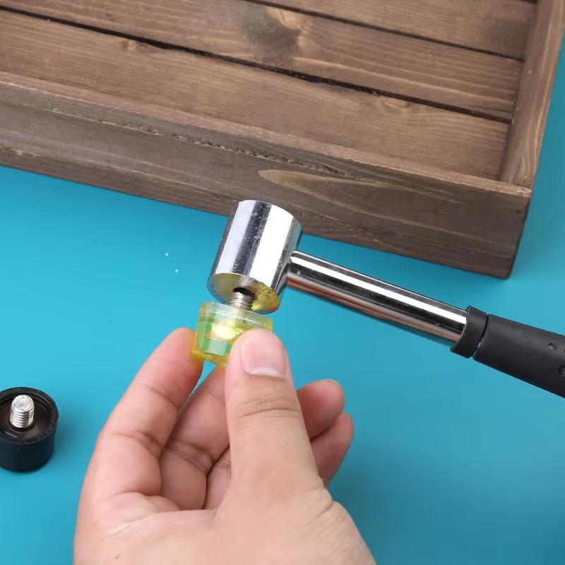1PC 25mm Double Face Soft Tap Rubber Hammer Multifunctional Hand Tool with Hard Plastic & Non-Slip Grip for Precision Work
