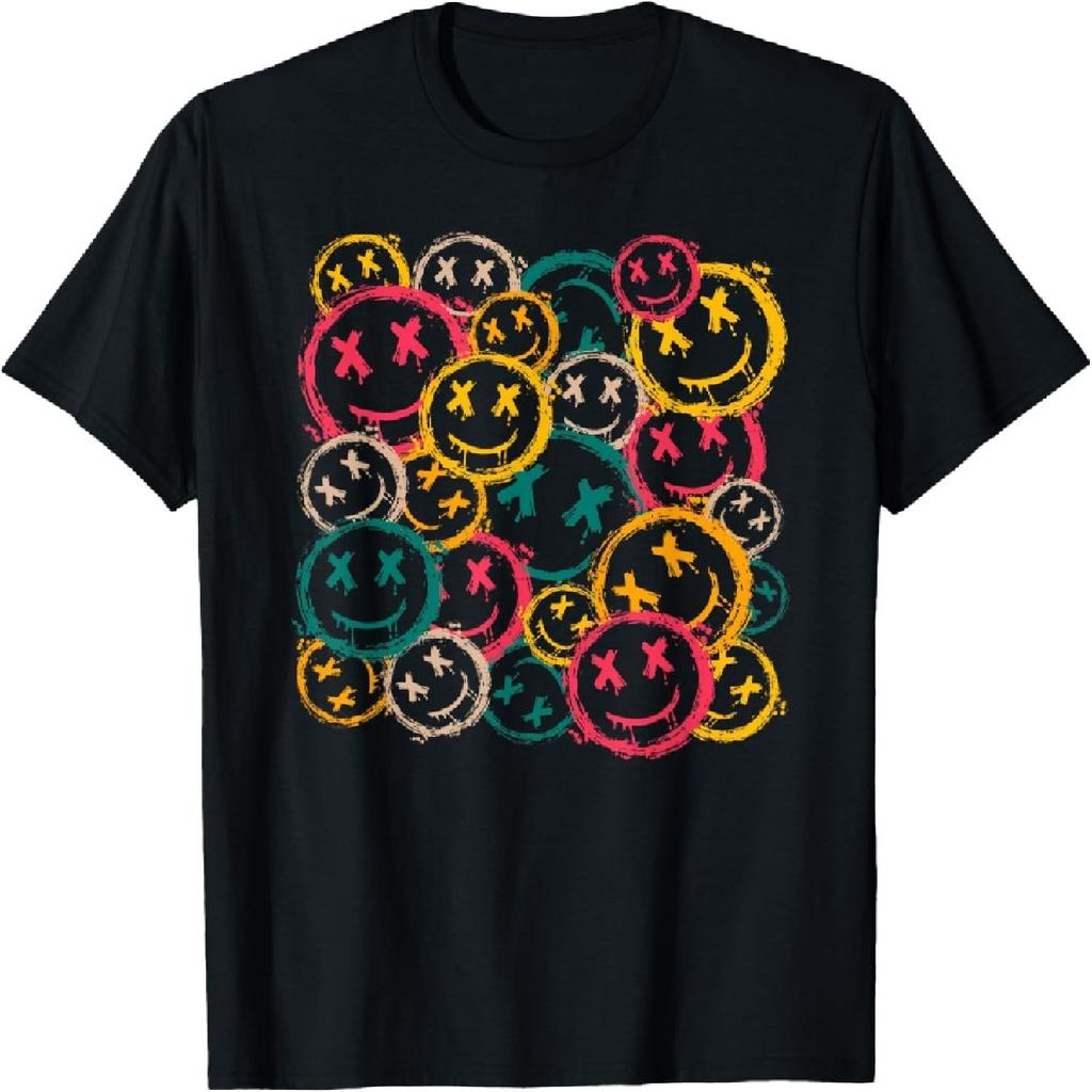 Grunge Graffiti Happy Face Colorful Street Art Smiling T-Shirt