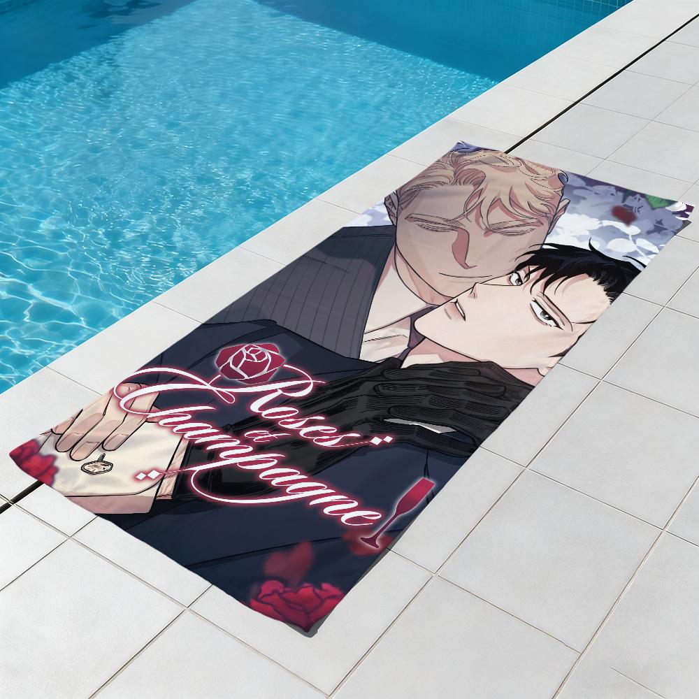 Anime R-Roses And C-champagne Towel Beach Quick Dry Soft Pool Towels Gift for Travel Gym Shower Camping sports