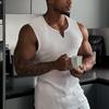 New Men Summer Tank Top Solid Color Sleeveless Vest Tops Gym Fitness Workout Clothes V-Neck Athletic Shirt Muscle Training Bodybuilding Tank Tops