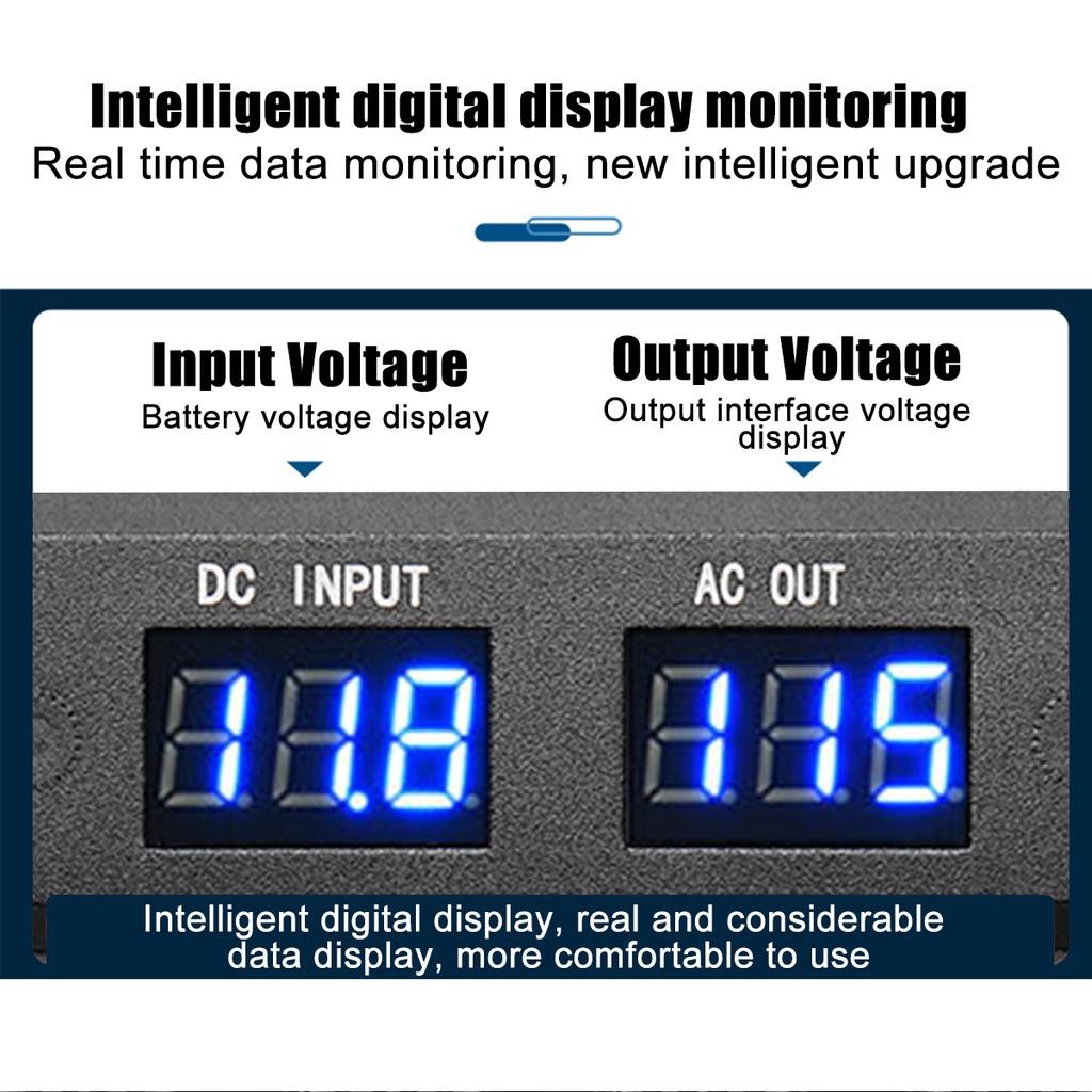 Intelligent Digital Display Modified Sine Wave Inverter Black Voltage Transformer Power Converter DC 12V/24V To AC 110V/220V 5000W