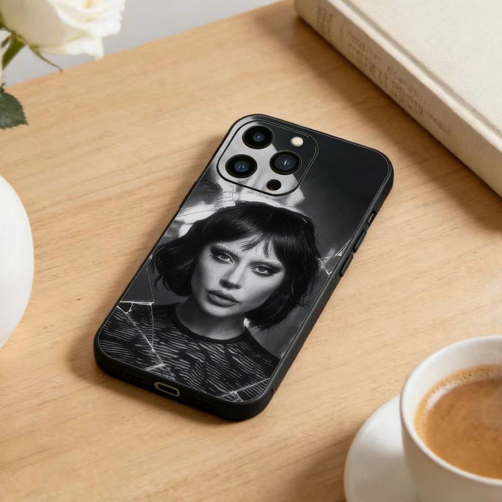 B-Lady Gaga Phone Case For iPhone17,16,15,14,13,12 Plus,Max Soft Silicone Black Cover