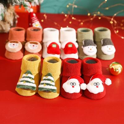 Winter Dicke Warme Frottee Socken Weihnachten Baby Socken für Neugeborene Baby Jungen Mädchen Socke Cartoon Santa Elch Anti Slip Boden socken