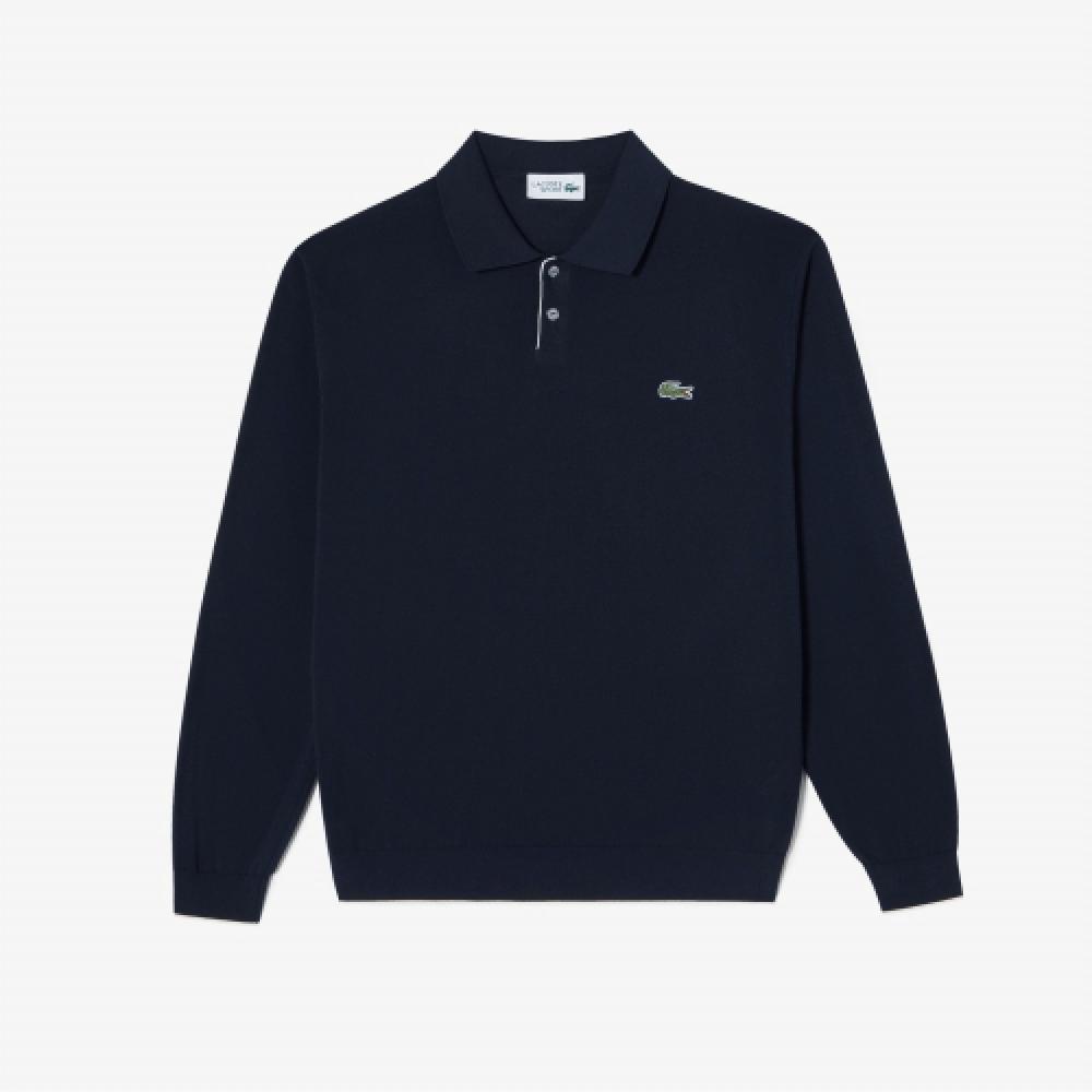 

LACOSTE Мужская футболка-поло с длинными рукавами и цветным принтом [Темно-синий]