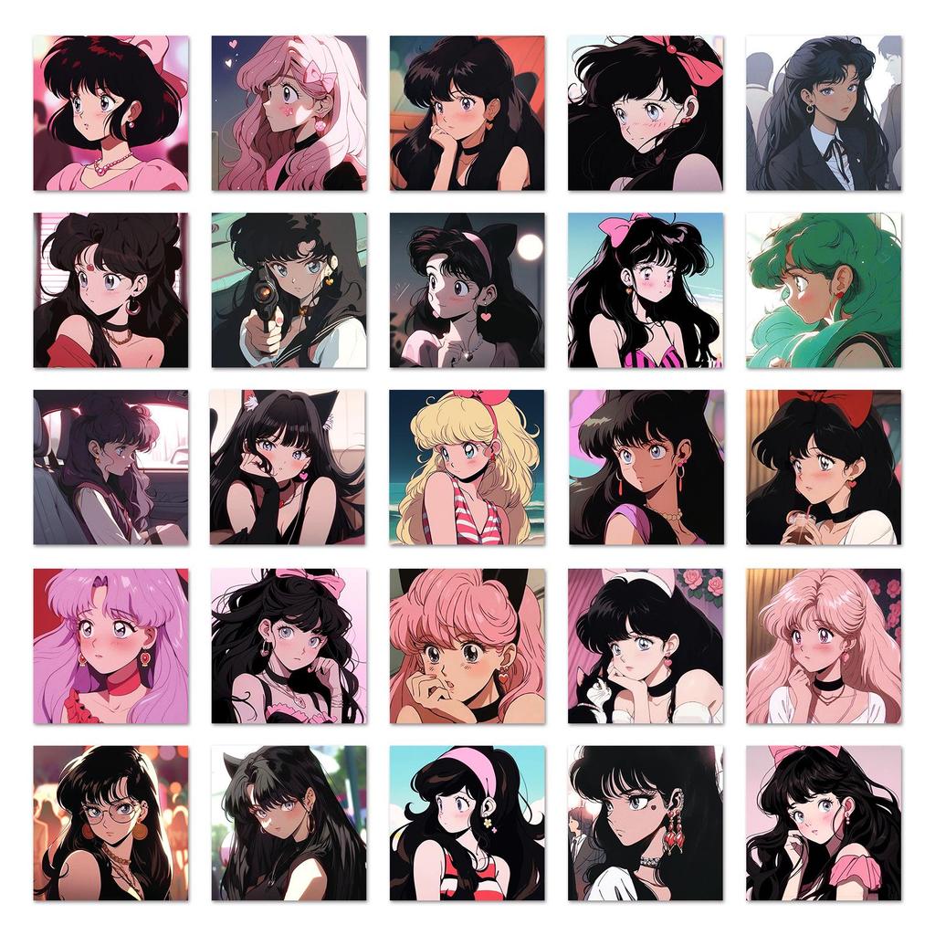 50 Cute Anime Girl Avatar Stickers for Journals and Notebooks